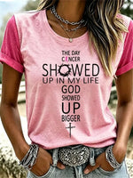 Casual Text Letters Crew Neck Short Sleeve T-shirt