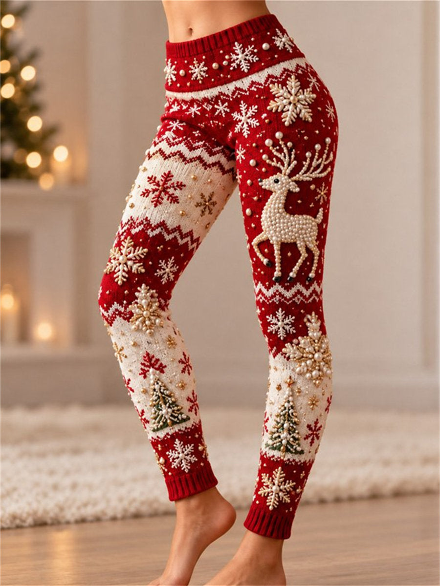 Women Snowflake Casual All Season Long Leggings