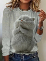 Casual Animal Crew Neck Long Sleeve T-Shirt