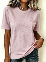 Casual Striped Crew Neck Short Sleeve T-shirt