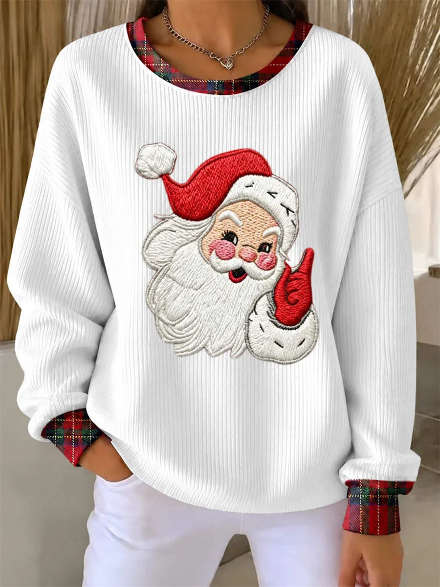 Casual Plaid Crew Neck Long Sleeve Sweatshirt