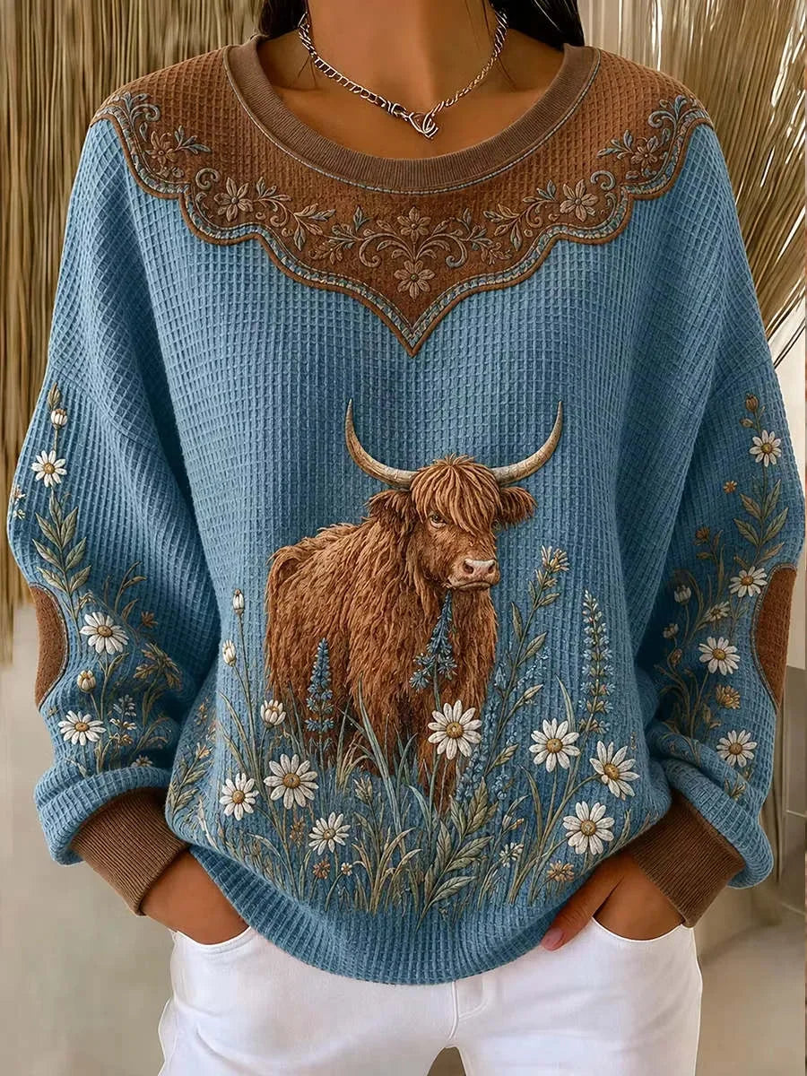 Casual Floral Crew Neck Long Sleeve Sweatshirt