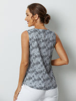 Casual Cute Print Buttons V-neck Sleeveless Blouse