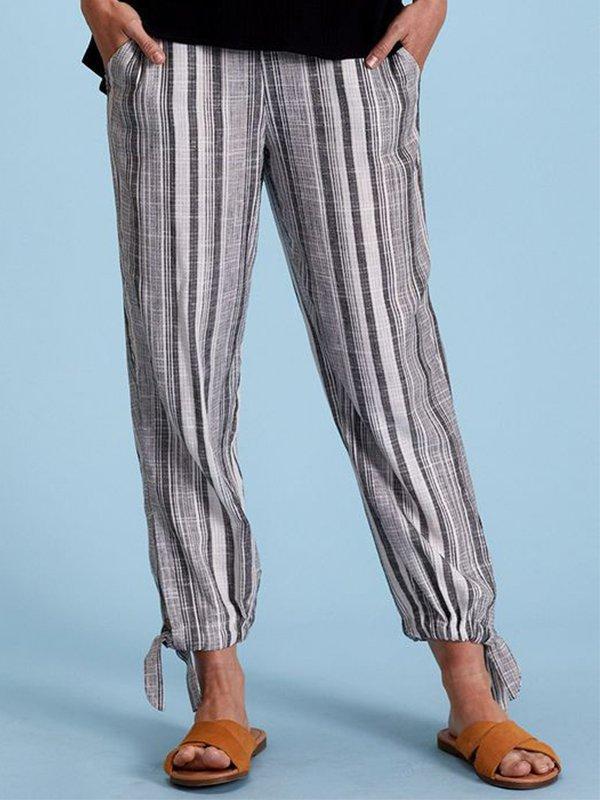 Pockets Striped Casual Pants
