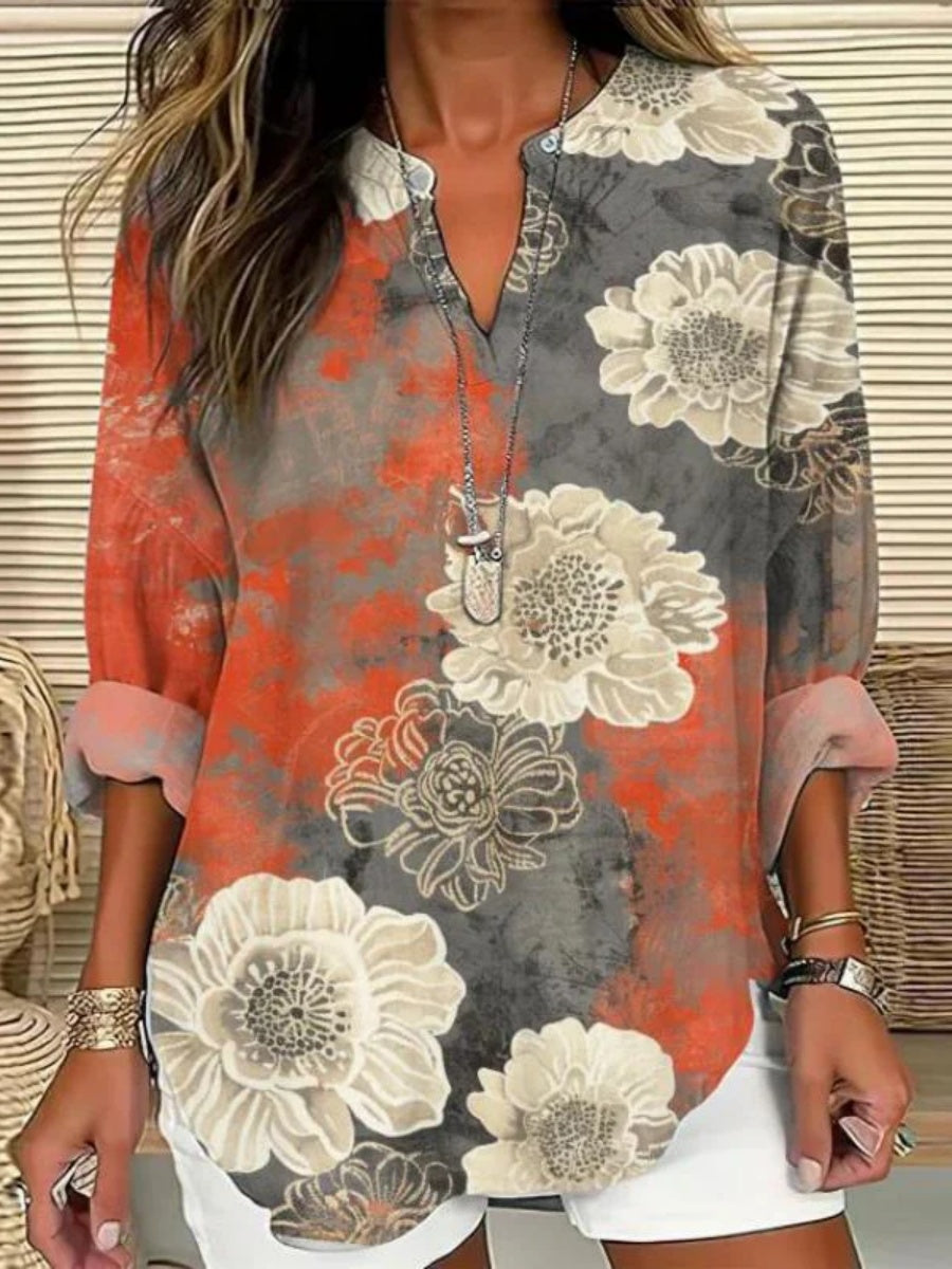 Vintage Floral Print Blouse