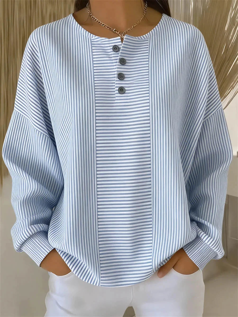 Casual Striped Printing Long Sleeve Loose Cozy Sweatshirt