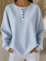 Casual Striped Printing Long Sleeve Loose Cozy Sweatshirt