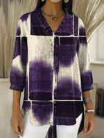 Women's Abstract Art Casual V-neck 3/4 Sleeve Shirt