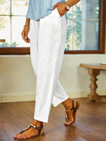 Women's White Casual Pants with Pockets
