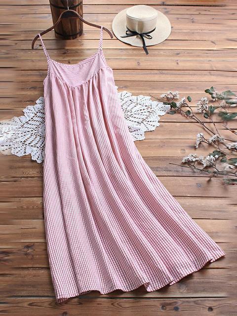 Short Sleeve Round Neck Plaid Casual Summer Two Piece Maxi Dress