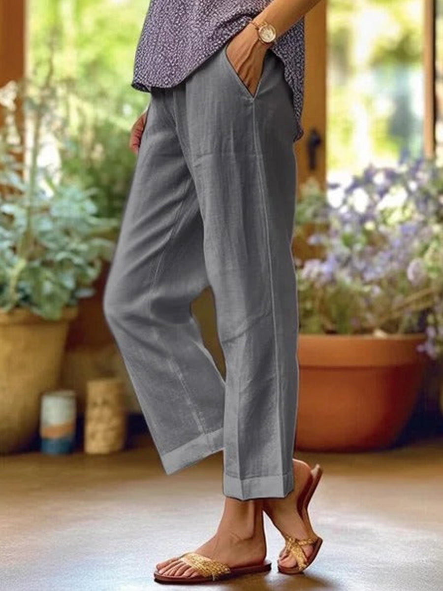 Basic Cotton Loose Fit Straight Leg Pants