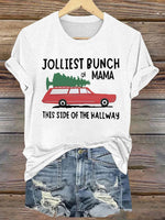 Jolliest Bunch Of Mama Christmas Cotton Crew Neck T-Shirt