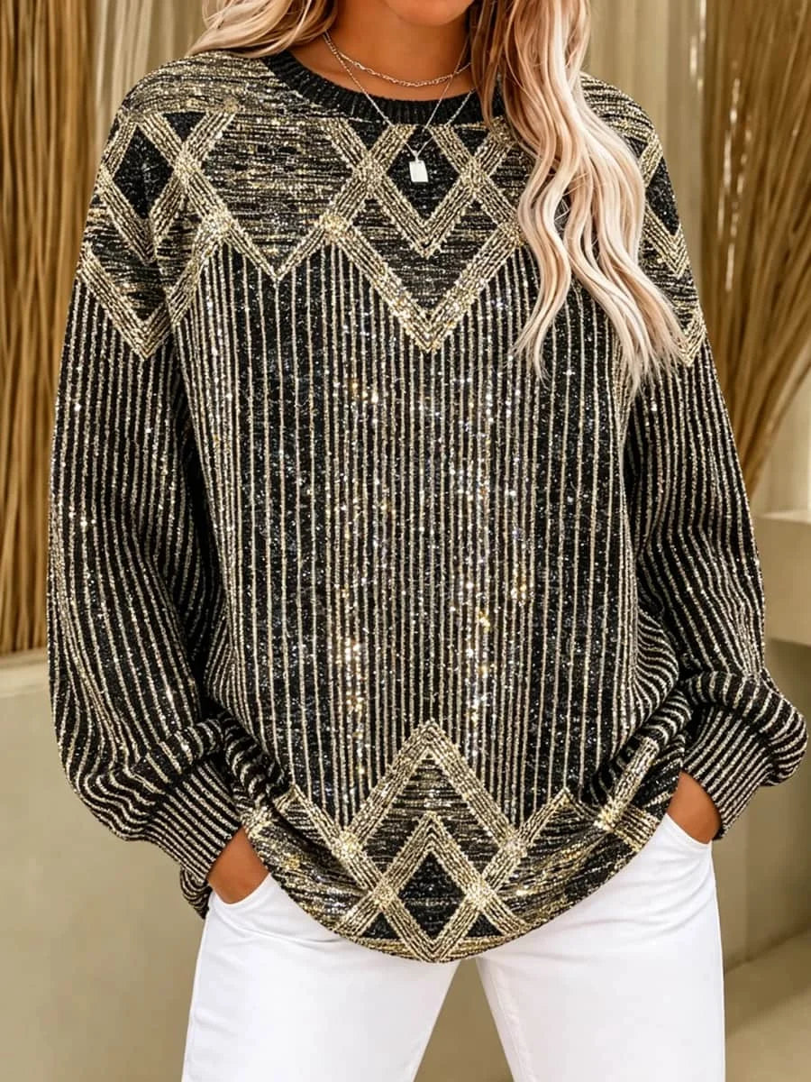 Casual Abstract Crew Neck Long Sleeve Sweatshirt
