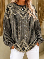 Casual Abstract Crew Neck Long Sleeve Sweatshirt