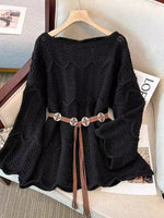 Baggy Plain Boat Neck Long Sleeve Sweater