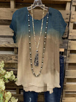 Tie-Dye Short Sleeve Casual Blouse