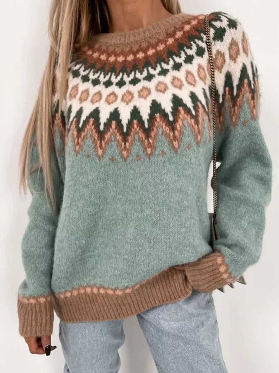 Youthful Print Long Sleeve Sweater