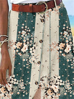 Women's Floral Printed Graphic Straight Fashion Split Button Maxi High Waist Skirt