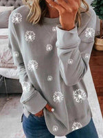 Christmas Snowflakes Casual Long Sleeve Round Neck Sweatshirt