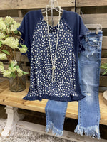 Cuffs Frosted Polka Dot Stitching Blouse