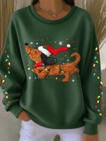 Casual Christmas Crew Neck Long Sleeve Sweatshirt