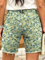 Ethnicity Bohemian Flowers Women's Art Print Casual Denim Shorts