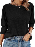 Plain Round Neck 3/4 Sleeve T-Shirt