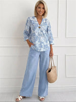 Blue Floral Two Piece Set