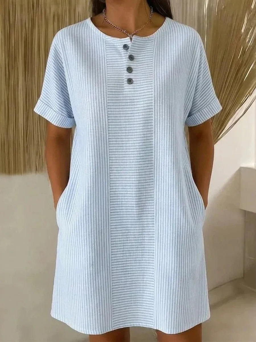 Casual Striped Short Sleeve Dress