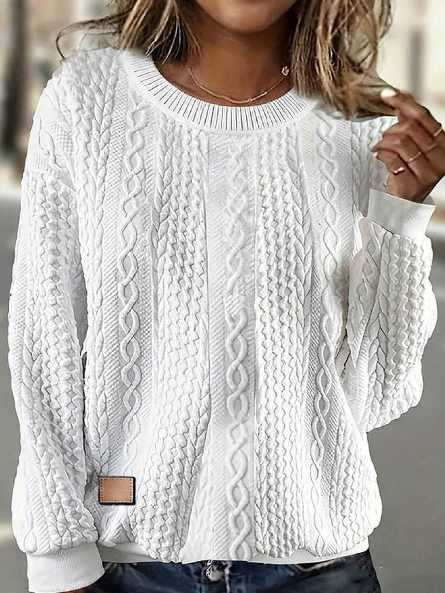 Classy Plain Round Neck Long Sleeve Sweater