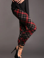 Elastic waist Checked/Plaid Printed Vintage Leggings
