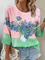 Groovy 3/4 Sleeve Round Neck Top