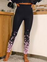 Floral Print Casual Elastic Waist Leggings