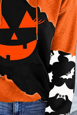 Casual Long Sleeve Halloween Face Print Hoodie