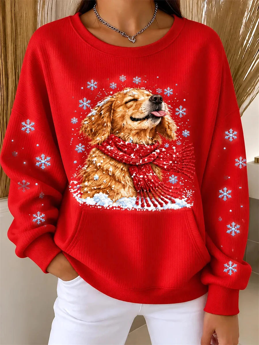 Casual Christmas Crew Neck Long Sleeve Sweatshirt