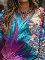 Purple Casual Round Neck Long Sleeve Hippie Printed Sweatshirts
