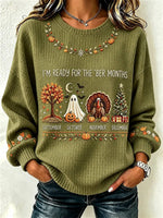 Casual Maple Leaf Crew Neck Long Sleeve Sweatshirt