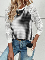 Casual Striped Round Neck Long Sleeve Top