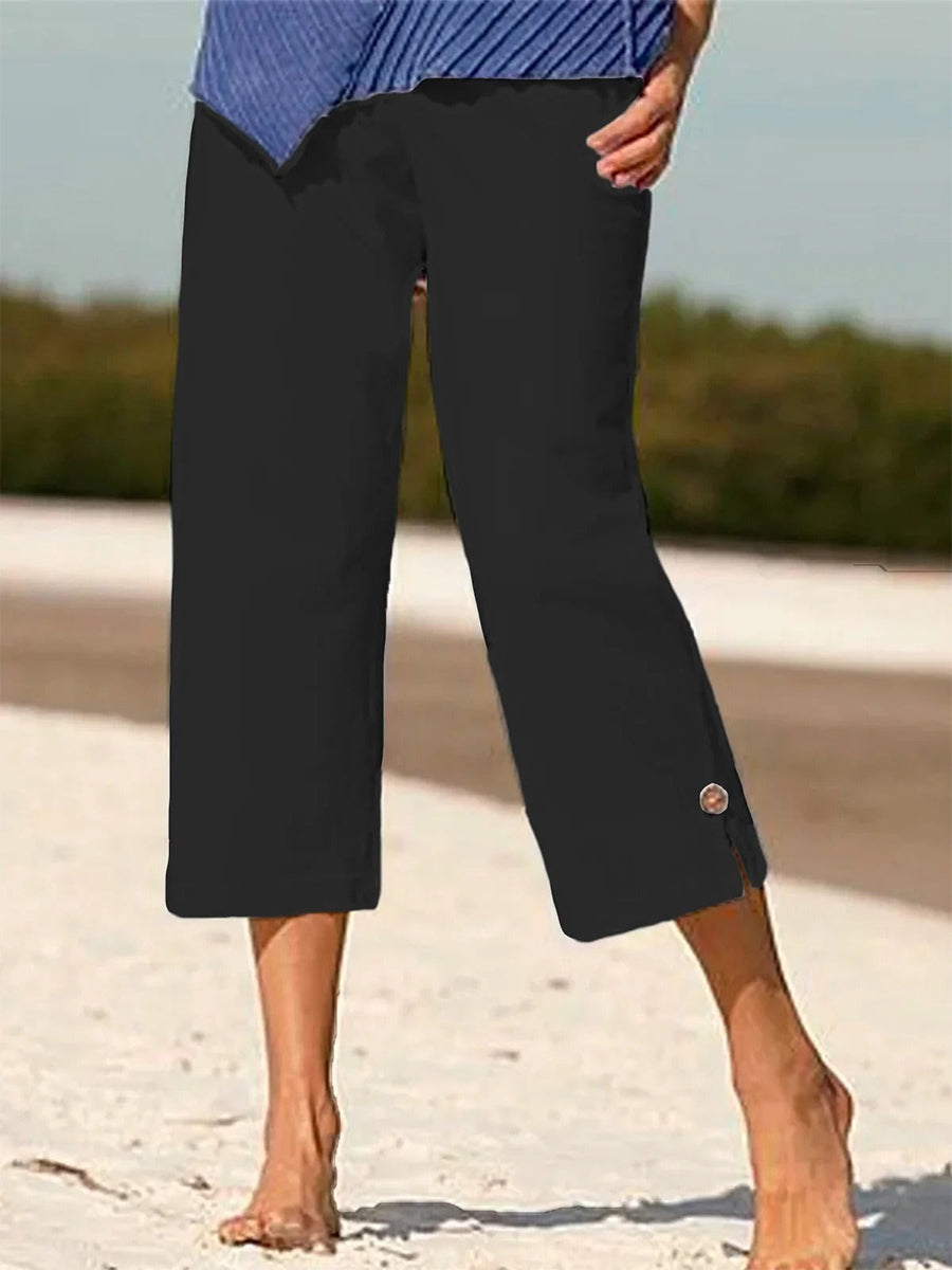 Black Loose Plain Casual Pants