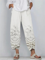 Solid Color Floral Lace Loose Pants