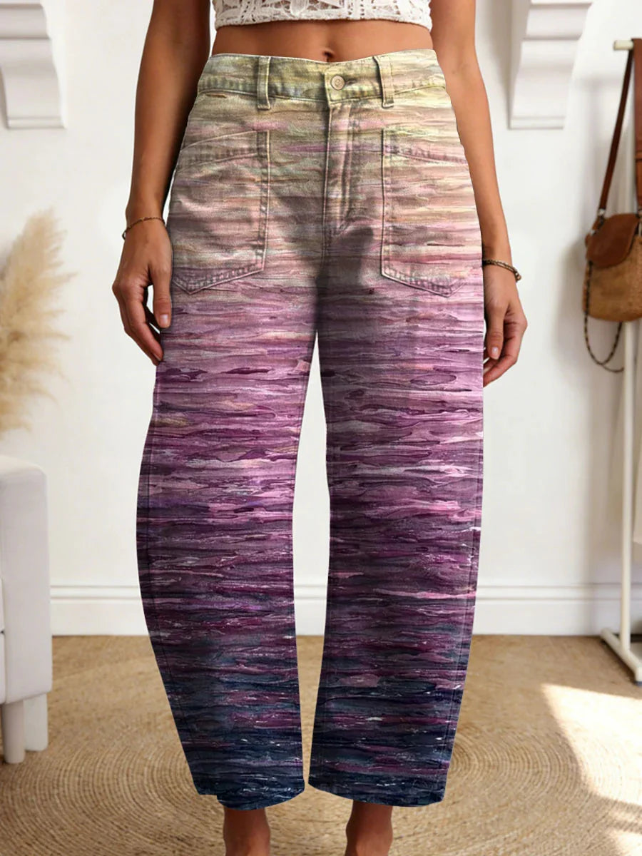 Women's Geometry Color Gradient Art Print Casual Trousers With Pockets