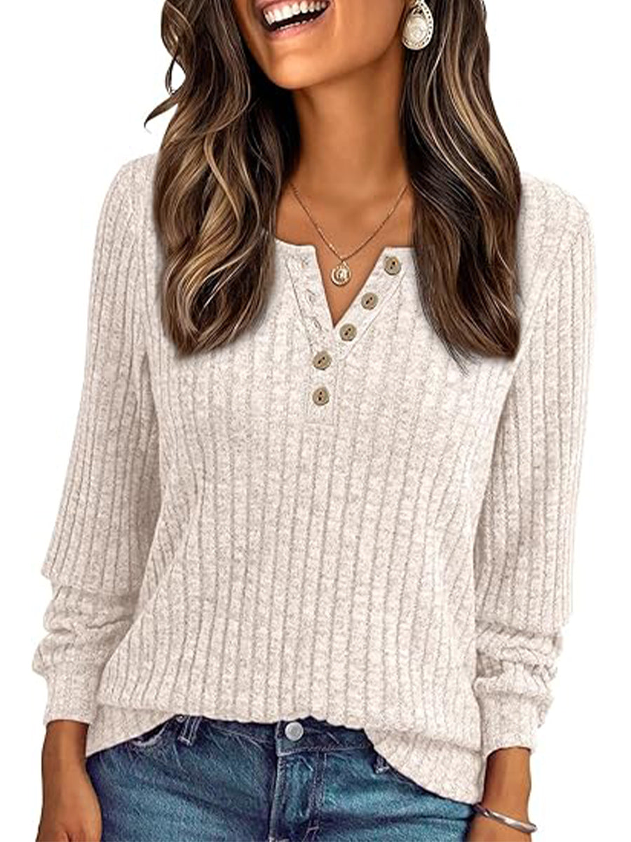 Casual Lightweight Long Sleeve Plain Sweater