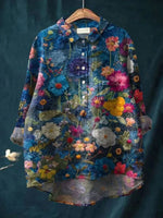 Vintage Floral Print Long Sleeve Blouse