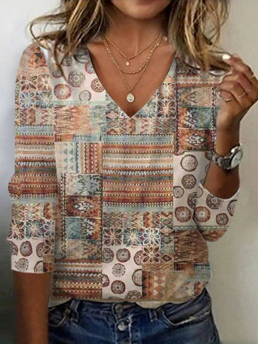 Vintage Ethnic Print T-Shirt