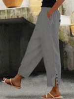 Loose Buttoned Plain Pants
