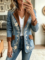 Vintage Geometric Long Sleeve Lapel Collar Jacket