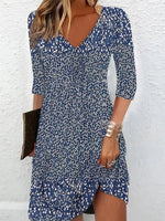 Casual V-neck Graphic Printed Dress