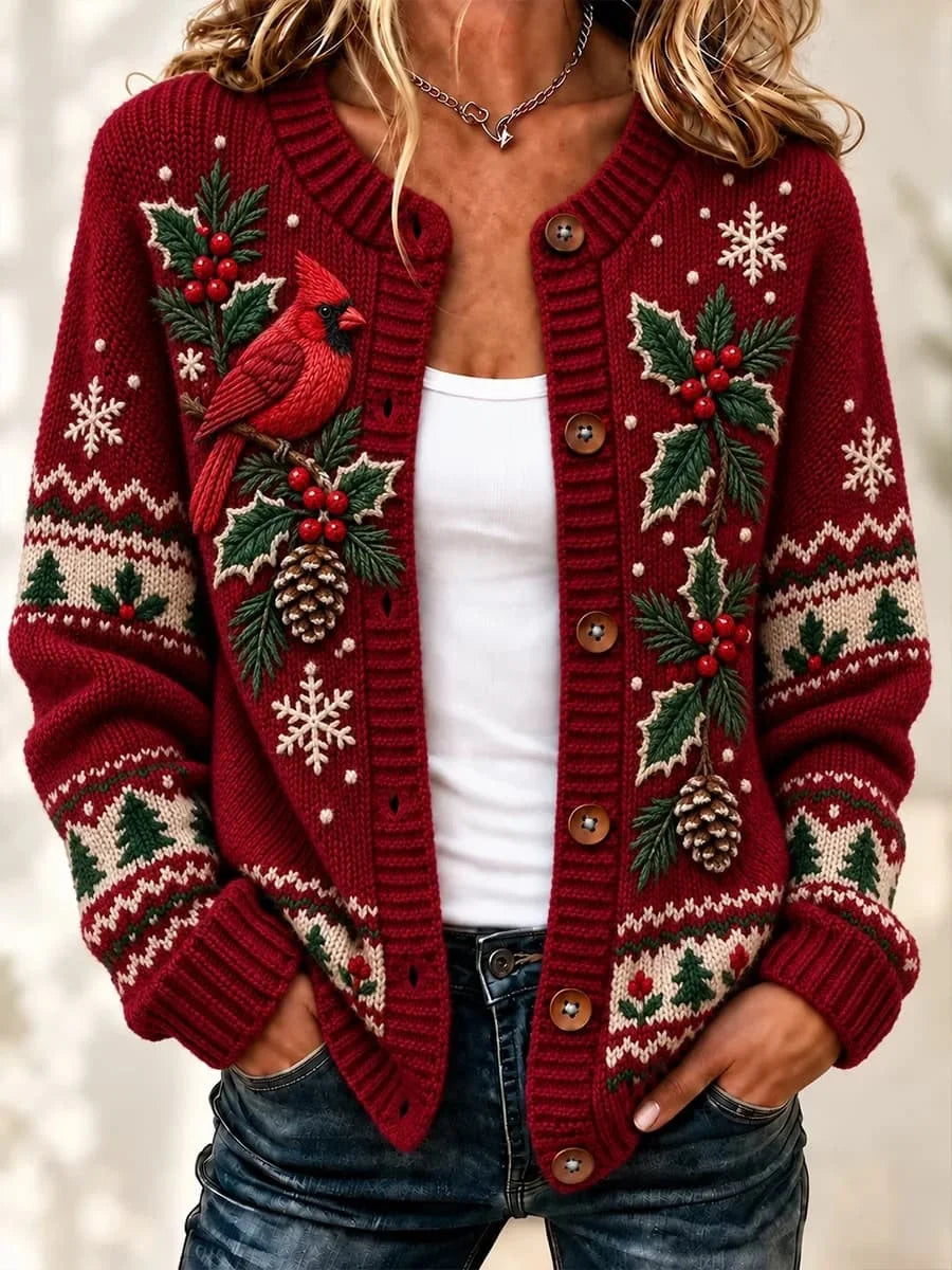 Women Christmas Long Sleeve Comfy Casual Printing Cardigan