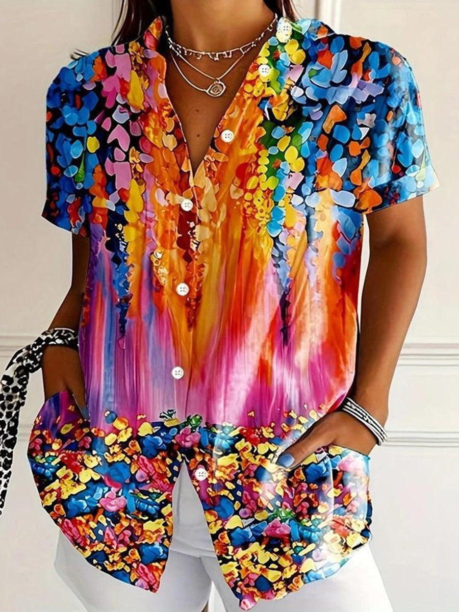 Stunning V-neck Short Sleeve Top