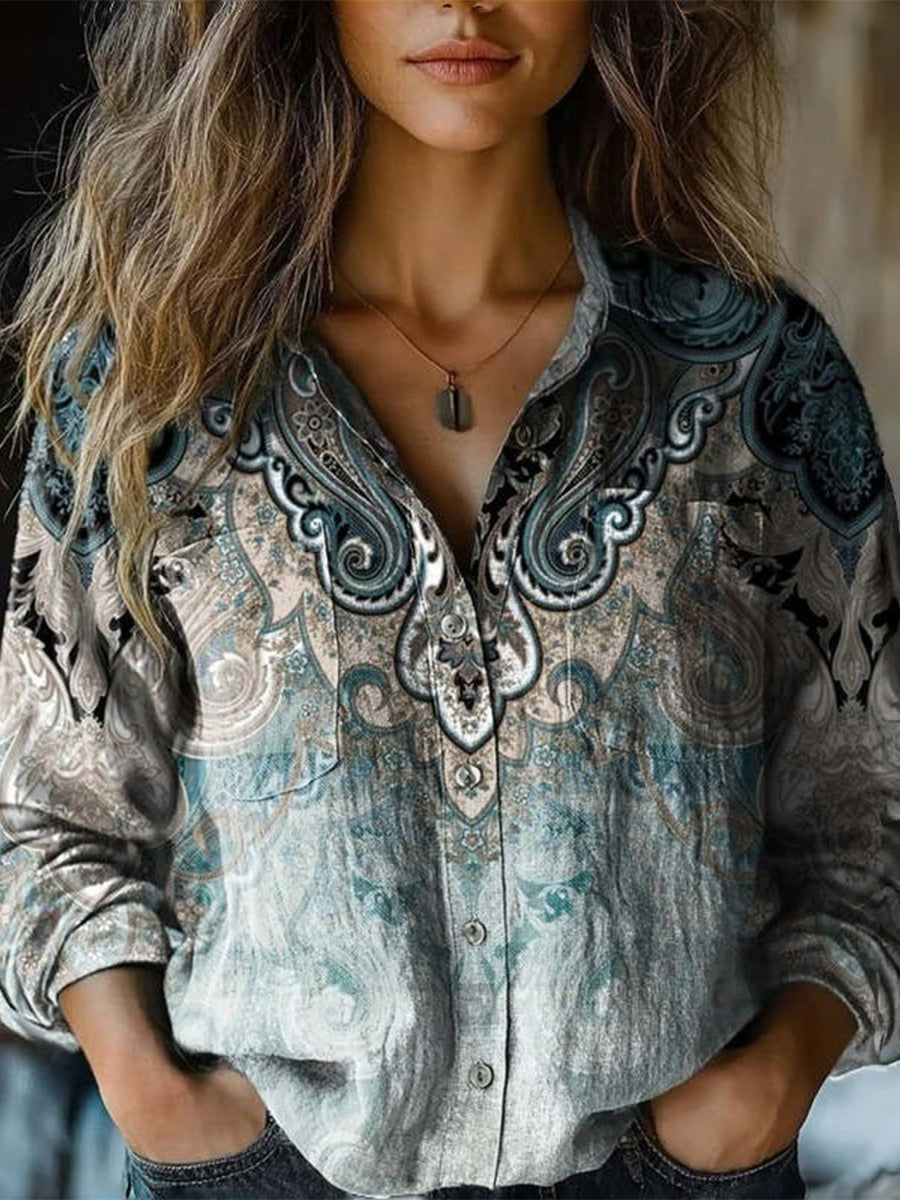 Vintage Ethnic Print Blouse